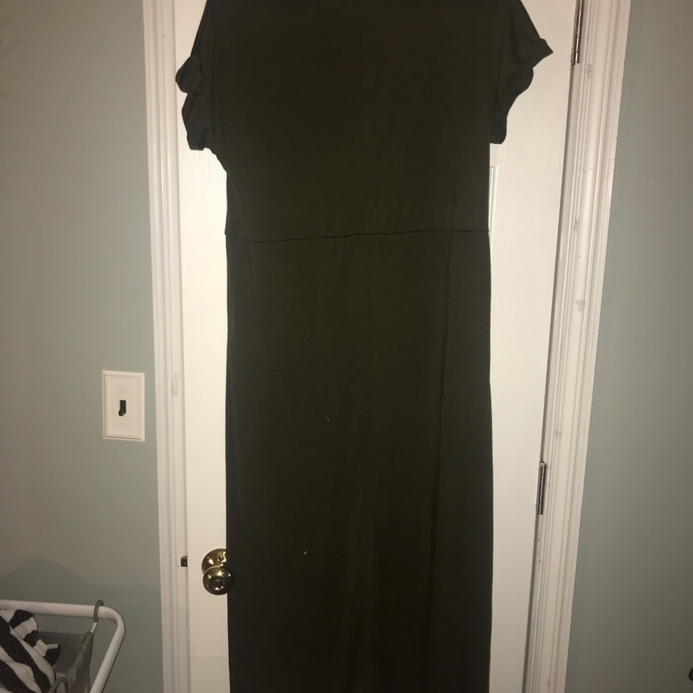 Sage wrap maxi dress, cotton. - Picture 3 of 3